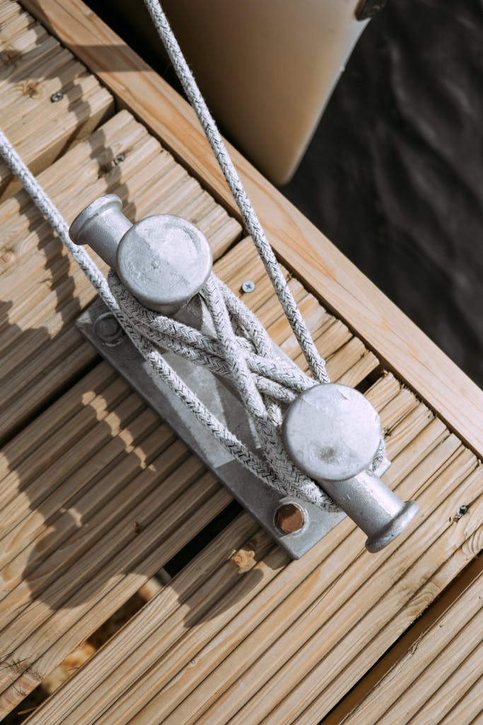 Gray Rope on Brown Wooden Surface